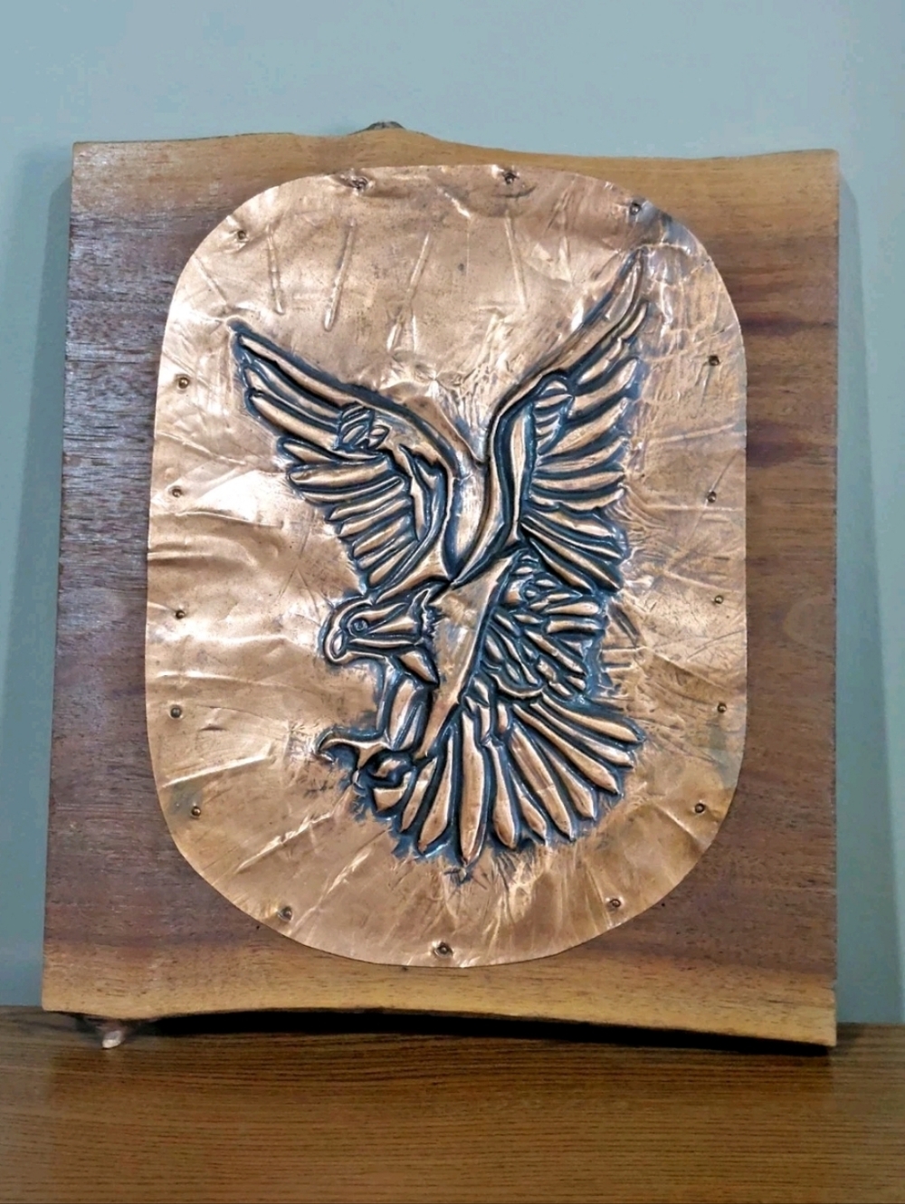 Copper Eagle Wall Art Plaque - Copper on Wood